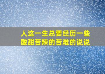 人这一生总要经历一些酸甜苦辣的苦难的说说