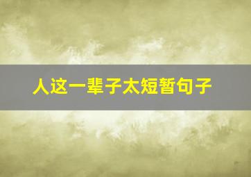 人这一辈子太短暂句子