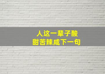 人这一辈子酸甜苦辣咸下一句