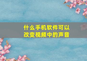 什么手机软件可以改变视频中的声音