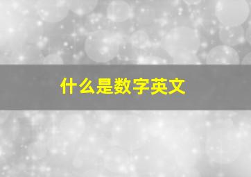 什么是数字英文