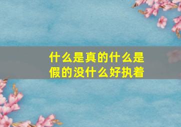 什么是真的什么是假的没什么好执着