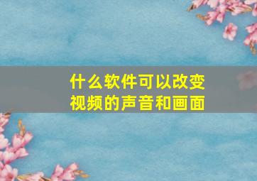 什么软件可以改变视频的声音和画面