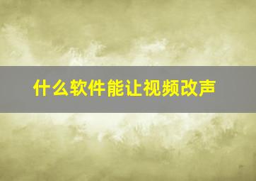 什么软件能让视频改声