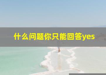 什么问题你只能回答yes