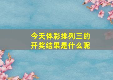 今天体彩排列三的开奖结果是什么呢