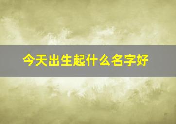 今天出生起什么名字好