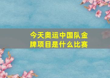 今天奥运中国队金牌项目是什么比赛