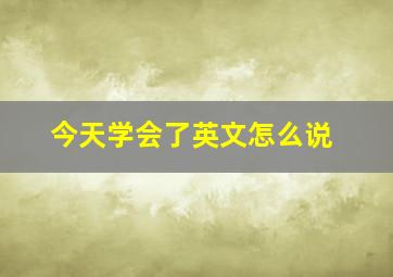 今天学会了英文怎么说