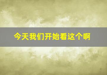 今天我们开始看这个啊