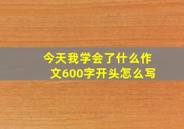 今天我学会了什么作文600字开头怎么写