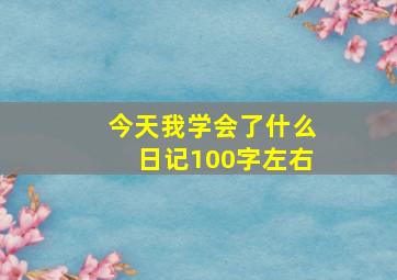 今天我学会了什么日记100字左右