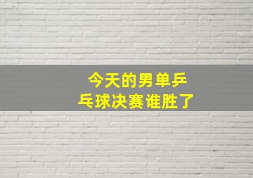 今天的男单乒乓球决赛谁胜了