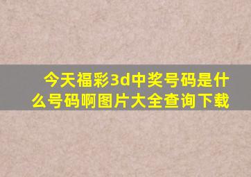 今天福彩3d中奖号码是什么号码啊图片大全查询下载