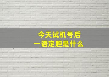 今天试机号后一语定胆是什么