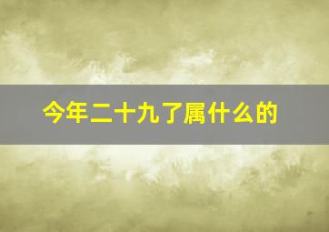 今年二十九了属什么的