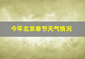 今年北京春节天气情况