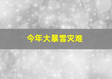 今年大暴雪灾难