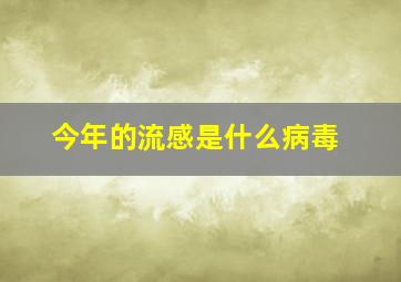 今年的流感是什么病毒