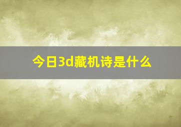 今日3d藏机诗是什么