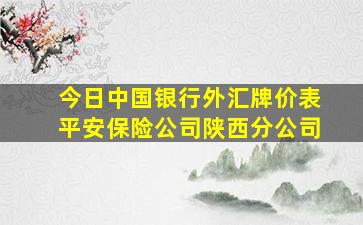 今日中国银行外汇牌价表平安保险公司陕西分公司