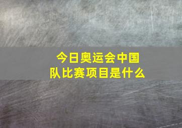 今日奥运会中国队比赛项目是什么