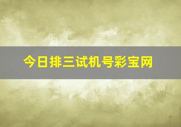 今日排三试机号彩宝网