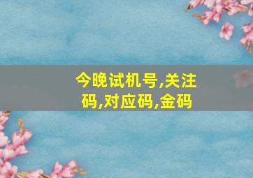 今晚试机号,关注码,对应码,金码