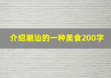 介绍潮汕的一种美食200字