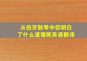 从伯牙鼓琴中你明白了什么道理呢英语翻译