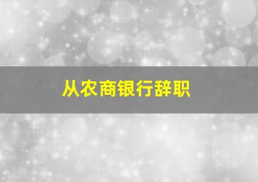 从农商银行辞职