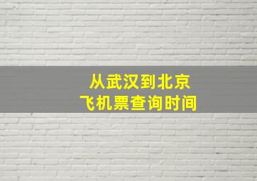 从武汉到北京飞机票查询时间