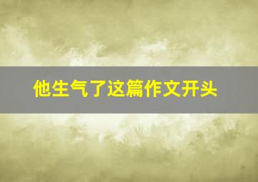 他生气了这篇作文开头