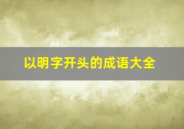 以明字开头的成语大全