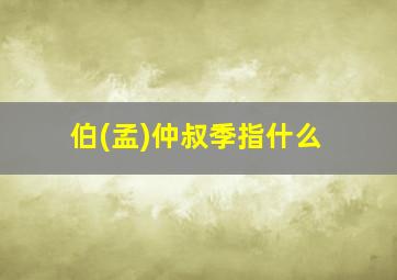 伯(孟)仲叔季指什么