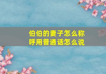 伯伯的妻子怎么称呼用普通话怎么说