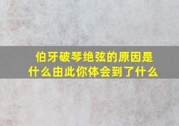 伯牙破琴绝弦的原因是什么由此你体会到了什么