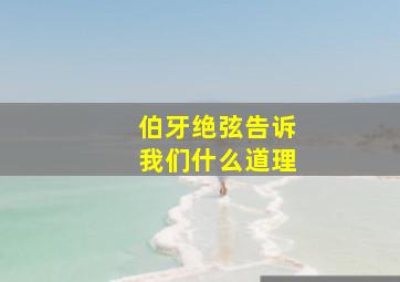 伯牙绝弦告诉我们什么道理