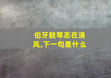 伯牙鼓琴志在清风,下一句是什么