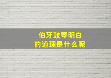 伯牙鼓琴明白的道理是什么呢