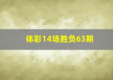 体彩14场胜负63期