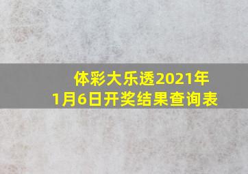 体彩大乐透2021年1月6日开奖结果查询表