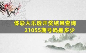 体彩大乐透开奖结果查询21055期号码是多少