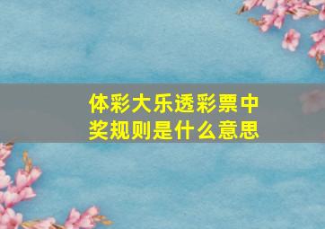 体彩大乐透彩票中奖规则是什么意思