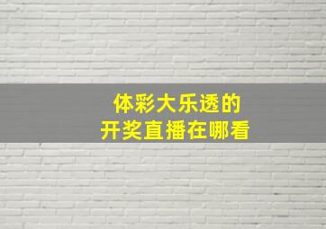 体彩大乐透的开奖直播在哪看