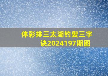 体彩排三太湖钓叟三字诀2024197期图