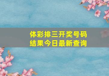 体彩排三开奖号码结果今日最新查询