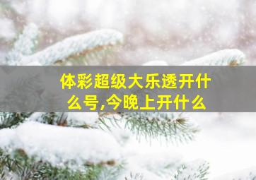 体彩超级大乐透开什么号,今晚上开什么