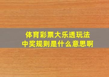 体育彩票大乐透玩法中奖规则是什么意思啊