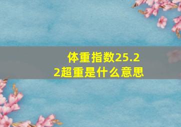 体重指数25.22超重是什么意思